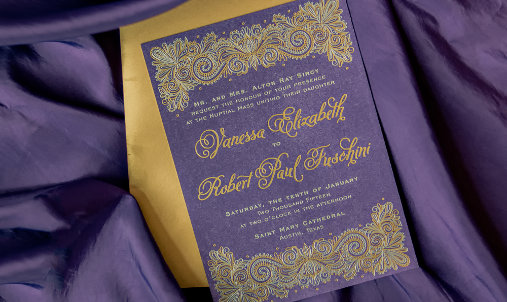 Letterpress Wedding Invitation Design by Five and Four